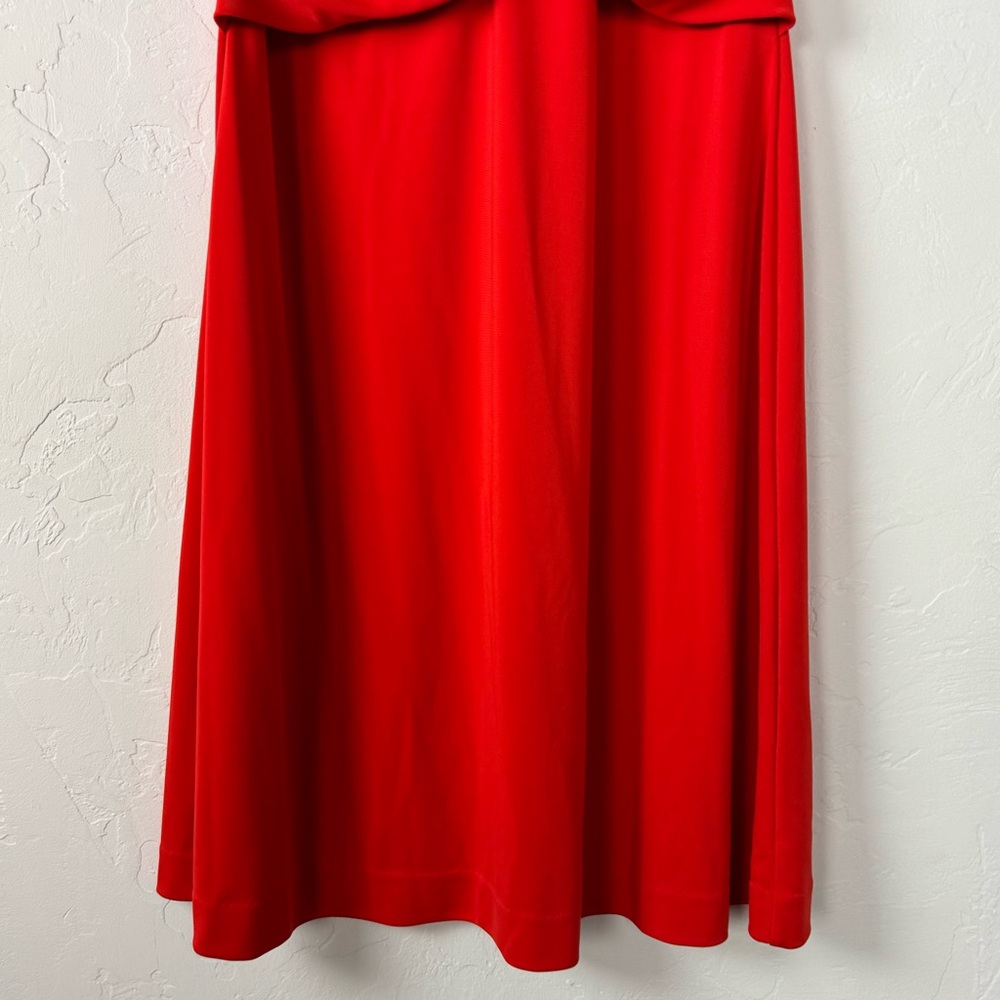 Ann Taylor Dress Solid Orange Bold Vibrant‎ Lined Cross Wrap Waist Career Knit - Picture 3 of 7